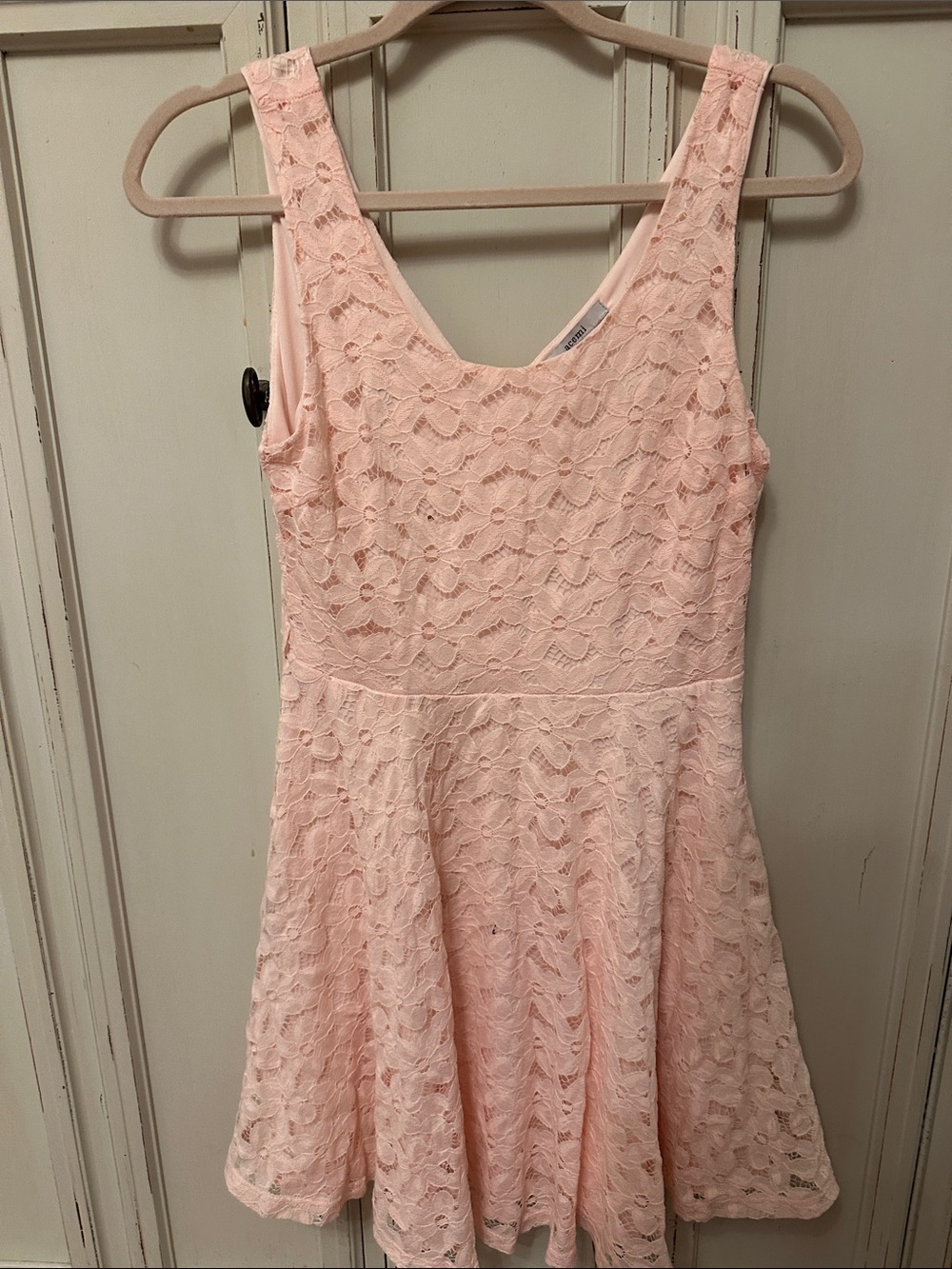 Acemi Pale Pink Lace Fit-and-Flare Dress